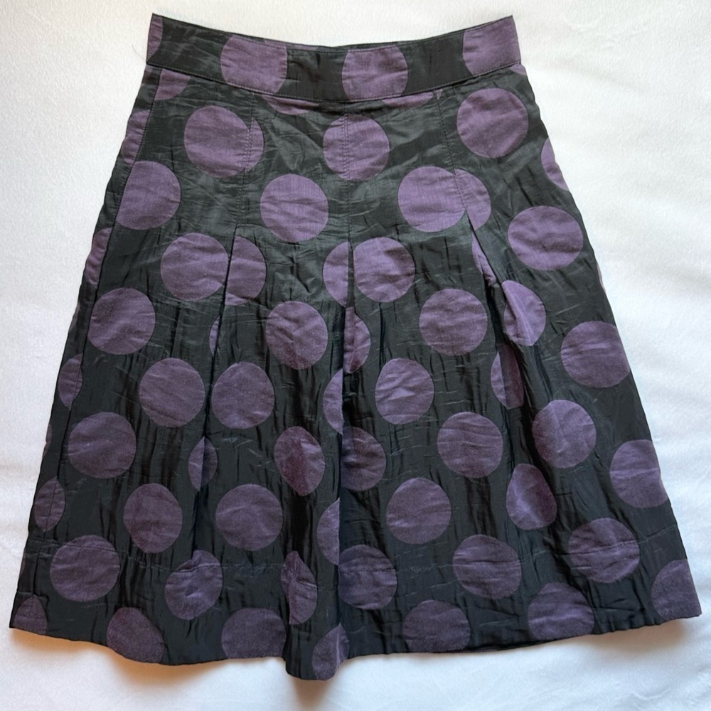 ANTHROPOLOGIE Corey Lynn Calter Its My Party Skirt 2 Polka Dot black plum A line